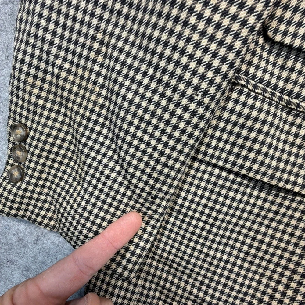 Vintage Banana Republic Blazer Safari Mens Large Houndstooth Elbow Patches USA